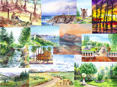All Artworks On Jigsaw Puzzles Watercolor Paintings With Beautiful Landscapes