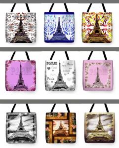 Eiffel Tower Tote Bags