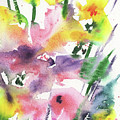 Happy Splash Of Abstract Watercolor Flowers Pink Purple Yellow